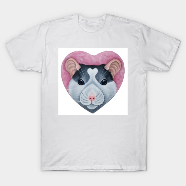 Heart Rat - Roan/Husky Fancy Rat T-Shirt by WolfySilver